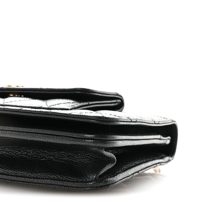 Caviar Quilted Pocket Clutch With Chain WOC Black
