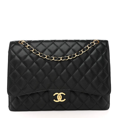 Caviar Quilted Maxi Double Flap Black
