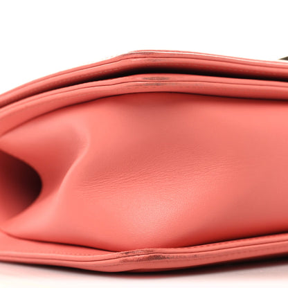 Lambskin Quilted Medium Boy Flap Coral