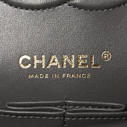 Lambskin Quilted Medium Double Flap Grey