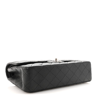 Caviar Quilted Medium Double Flap Black