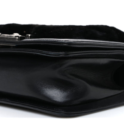 Orylag Rabbit Fur Calfskin Small Boy Flap Black