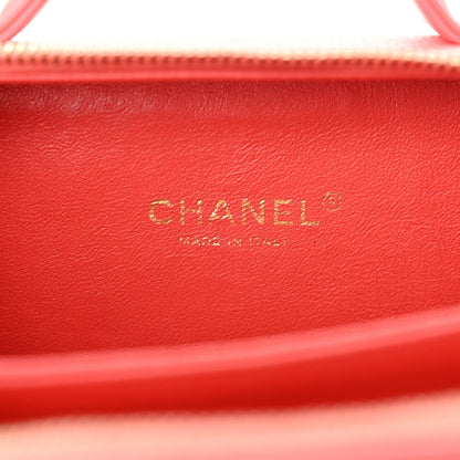 Caviar Quilted Small CC Filigree Vanity Case Coral