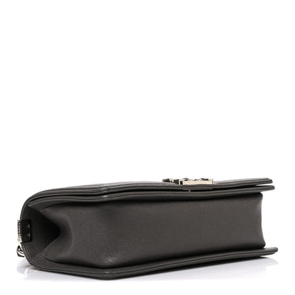 Caviar Quilted Medium Boy Flap Dark Grey