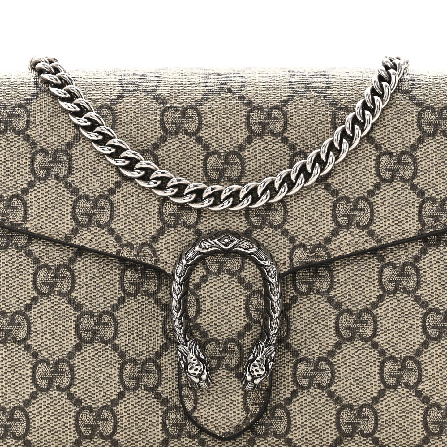 GG Supreme Monogram Mini Dionysus Chain Wallet Beige Taupe