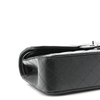 Caviar Quilted Medium Double Flap Black