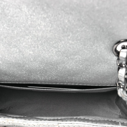 Metallic Lambskin Perforated Mini Rectangular Flap Silver