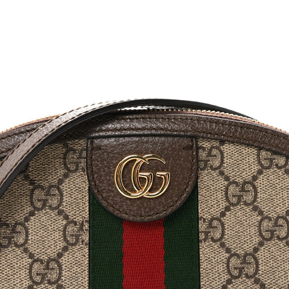 GG Supreme Monogram Textured Dollar Calfskin Web Small Ophidia Dome Shoulder Bag Beige Ebony New Acero