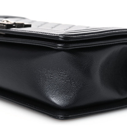 Metallic Caviar Quilted Medium Boy Flap Navy