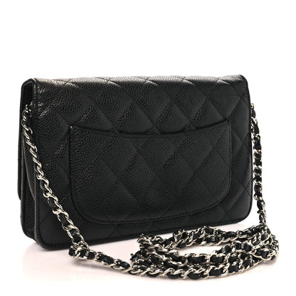 Caviar Quilted Wallet on Chain WOC Black