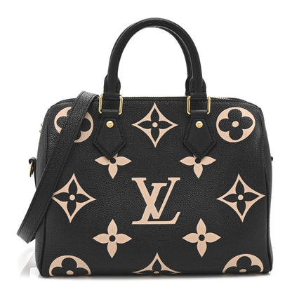 Empreinte Monogram Giant Speedy Bandouliere 25 Black Beige