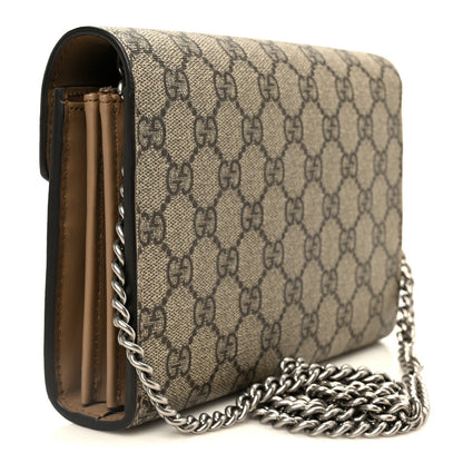 GG Supreme Monogram Mini Dionysus Chain Wallet Beige Taupe