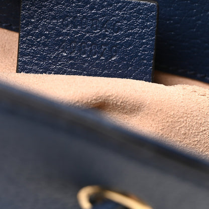 Soft Textured Calfskin Web Small Ophidia Bucket Bag Blue Agata