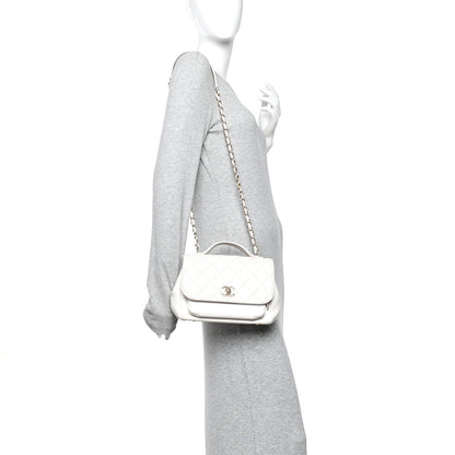 Caviar Quilted Medium Business Affinity Flap White