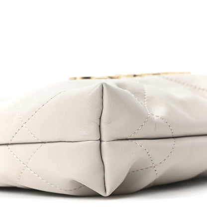 Shiny Calfskin Quilted Mini Chanel 22 Light Grey