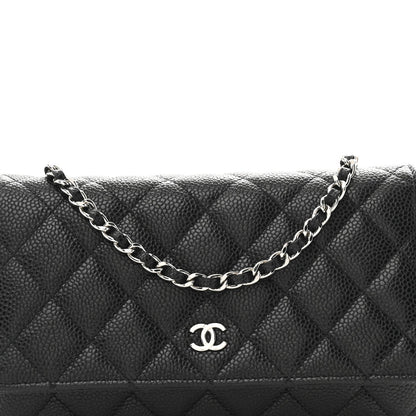 Caviar Quilted Wallet on Chain WOC Black