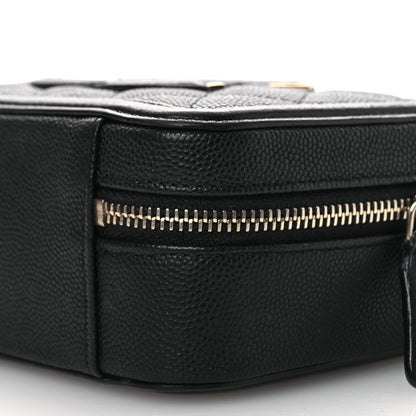 Caviar Quilted CC Filigree Vanity Clutch With Chain Black
