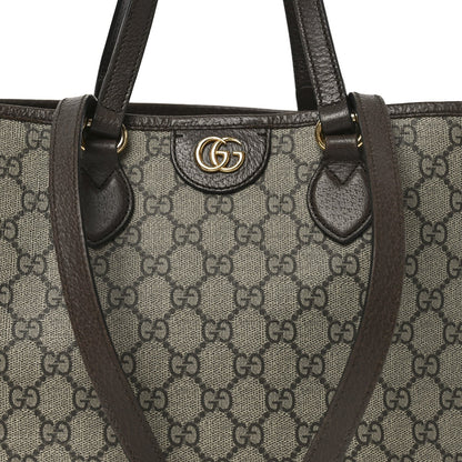 GG Supreme Monogram Textured Calfskin Small Ophidia Shoulder Tote Bag Beige Ebony New Acero