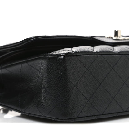 Caviar Quilted Medium Double Flap Black
