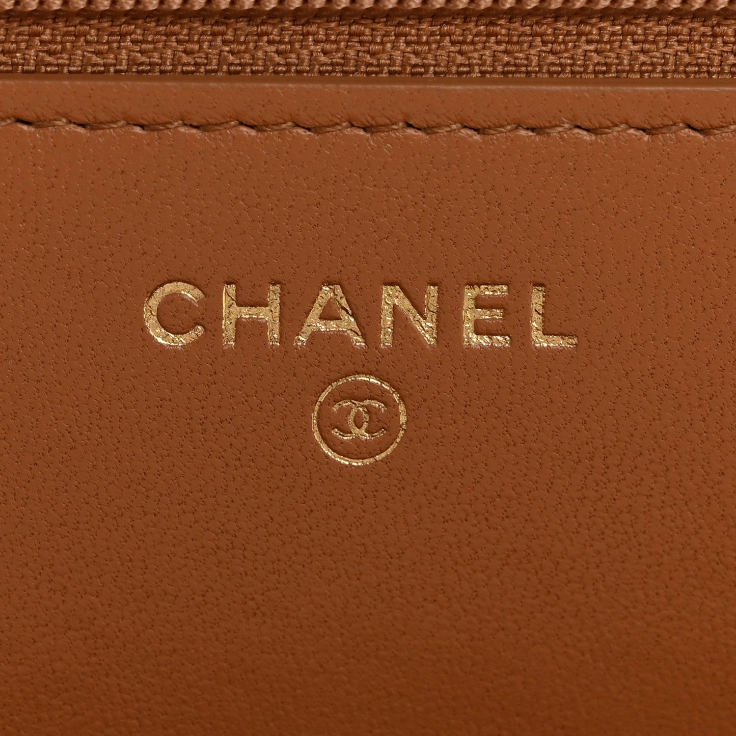 Lambskin Quilted Chanel 19 Wallet On Chain WOC Brown