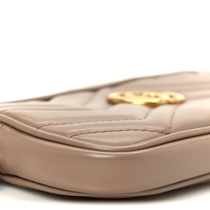 Calfskin Matelasse Mini GG Marmont Chain Crossbody Bag Porcelain Rose
