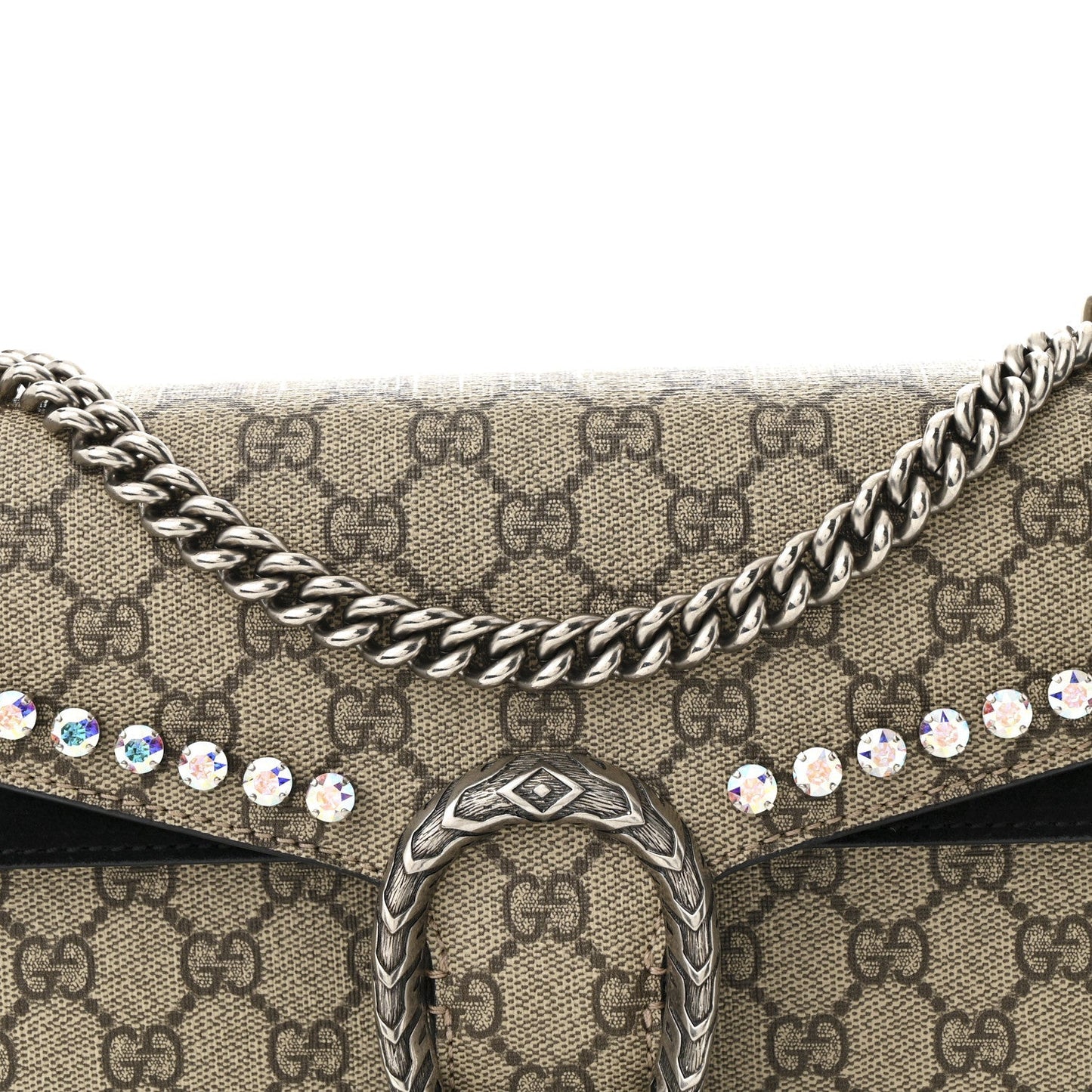 GG Supreme Monogram Crystal Small Dionysus Shoulder Bag Black