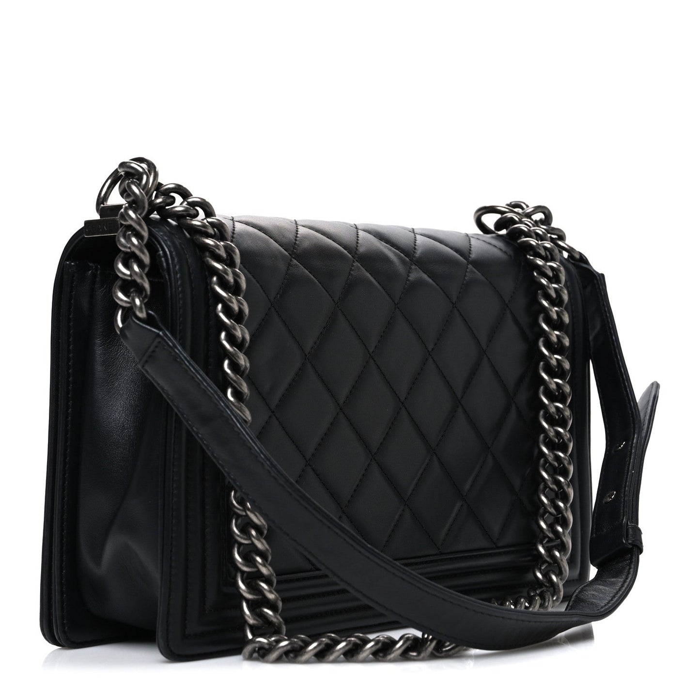 Lambskin Quilted New Medium Boy Flap Black