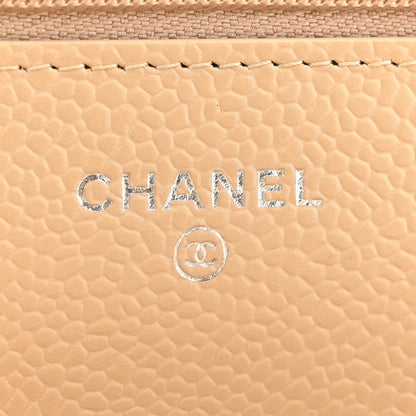 Caviar Quilted Wallet on Chain WOC Beige