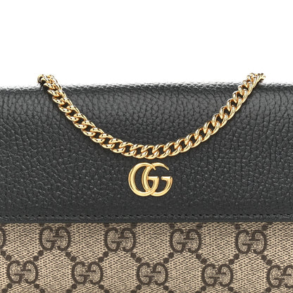 Dollar Calfskin GG Supreme Monogram Petite GG Marmont Wallet Chain Bag Black Beige Ebony
