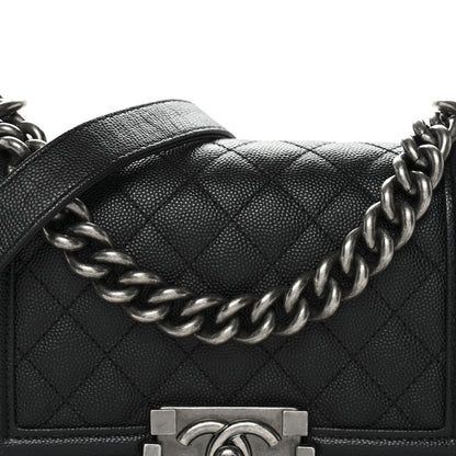 Caviar Quilted Small Boy Flap Black
