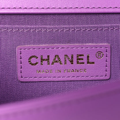 Lambskin Chevron Quilted Medium Boy Flap Purple