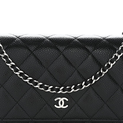 Caviar Quilted Wallet on Chain WOC Black
