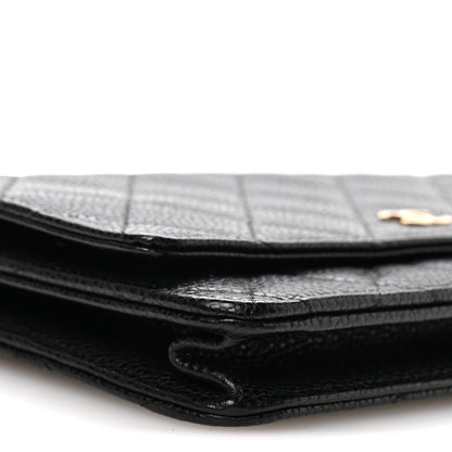Caviar Quilted Wallet on Chain WOC Black