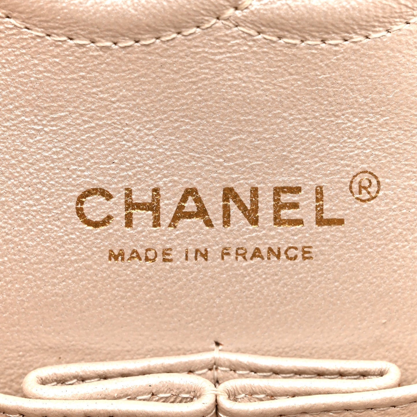 Pearly Caviar Quilted Medium Double Flap Light Beige