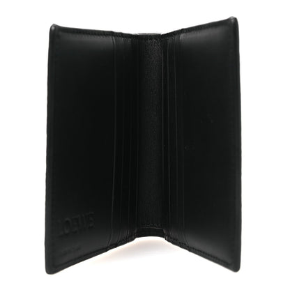 Grained Calfskin Vertical Bi-fold Wallet Black