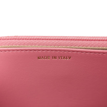 Caviar Quilted Textured CC Wallet On Chain WOC Pink
