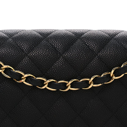 Caviar Quilted Jumbo Double Flap Black