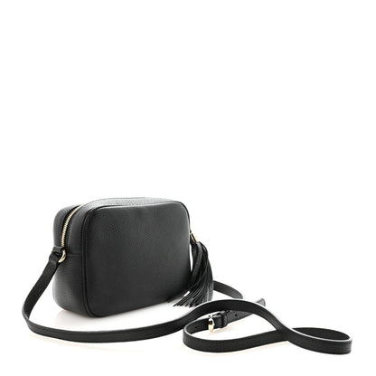 Pebbled Calfskin Small Soho Disco Bag Black