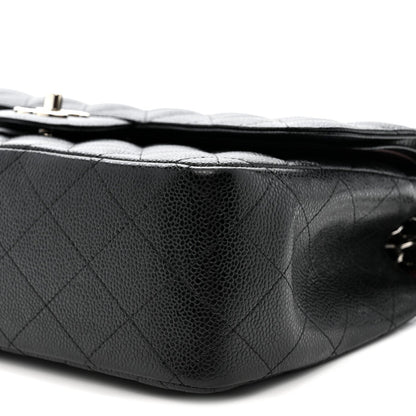 Caviar Quilted Jumbo Double Flap Black
