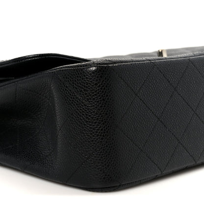 Caviar Quilted Jumbo Double Flap Black