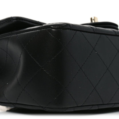 Lambskin Quilted Mini Rectangular Flap Black