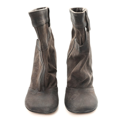 Waxed Suede Toy Ankle Boots 40 Brown