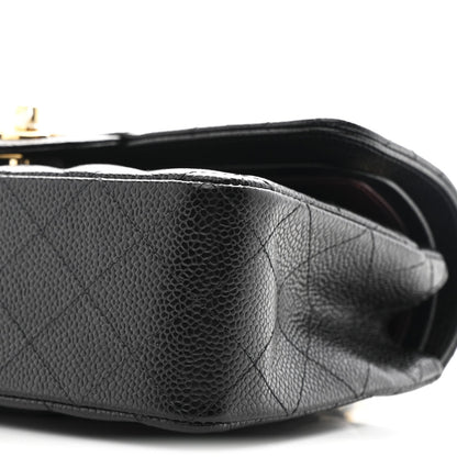 Caviar Quilted Small Double Flap Black