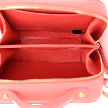 Caviar Quilted Small CC Filigree Vanity Case Coral