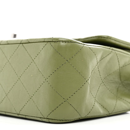 Lambskin Quilted Medium Double Flap Green