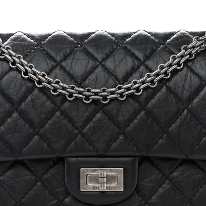 Aged Calfskin Quilted 2.55 Reissue 225 Flap Black