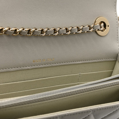 Lambskin Quilted Trendy CC Dual Handle Clutch With Chain Grey