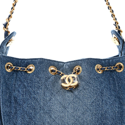 Washed Denim Quilted Mini Chanel 25 Handbag Blue