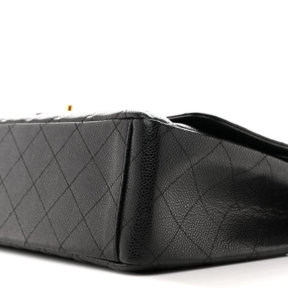 Caviar Quilted Maxi Double Flap Black