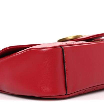 Calfskin Matelasse Small GG Marmont Shoulder Bag Hibiscus Red